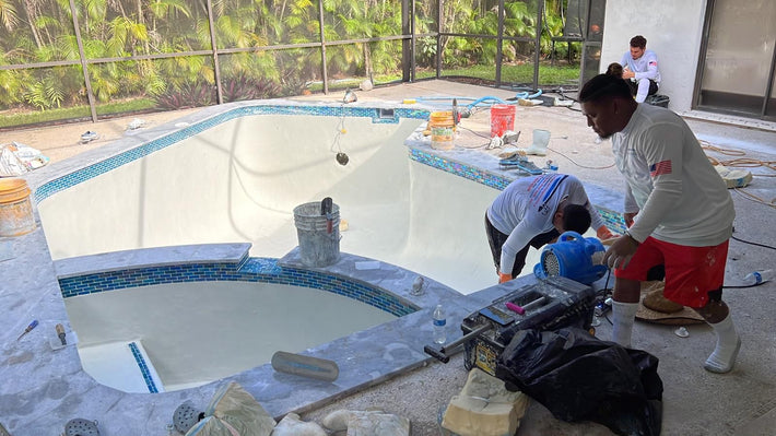 Pool resurfaced with Diamond Brite to restore beauty and function in a Miami backyard