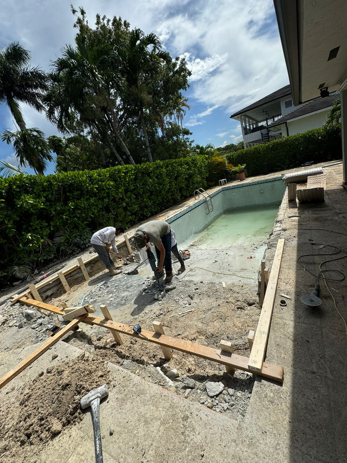 New pool construction project completed for a modern backyard in Miami, Florida