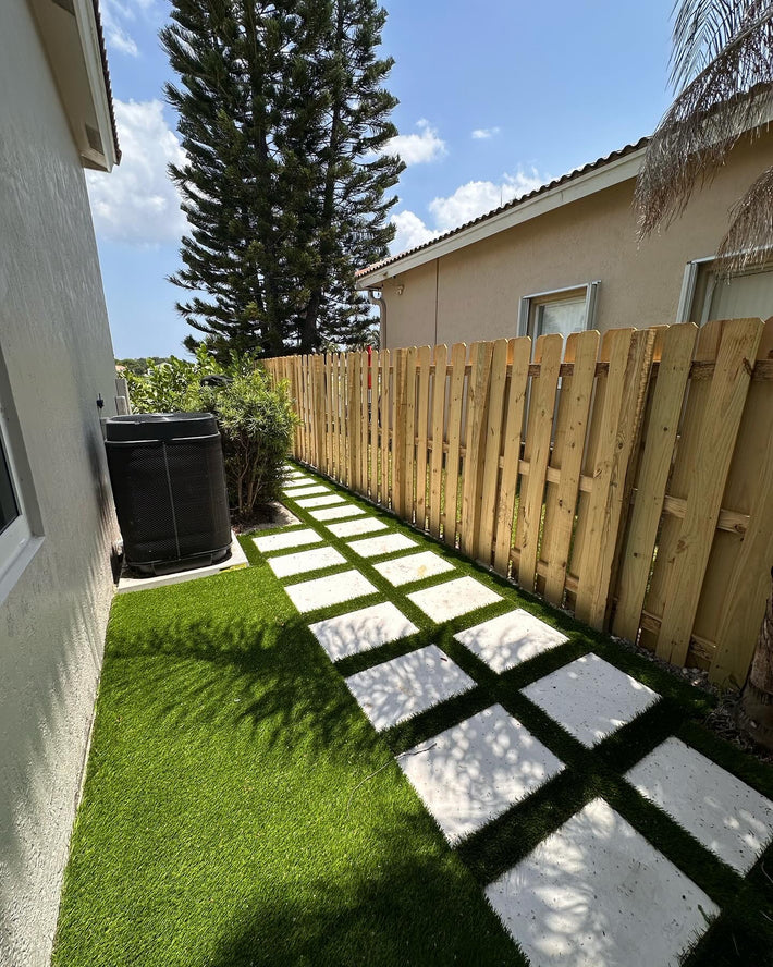 Outdoor decorative concrete deck featuring a patterned surface for added visual appeal